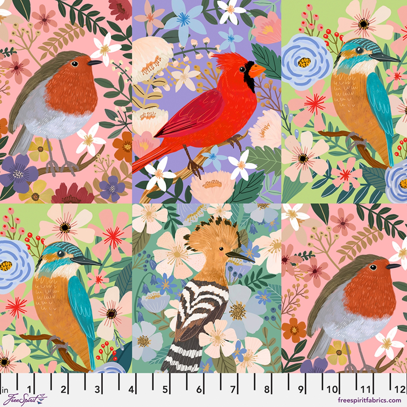 Patchwork Baumwolle - Mia Charro - Bird Garden - Beautiful Birds - Multi